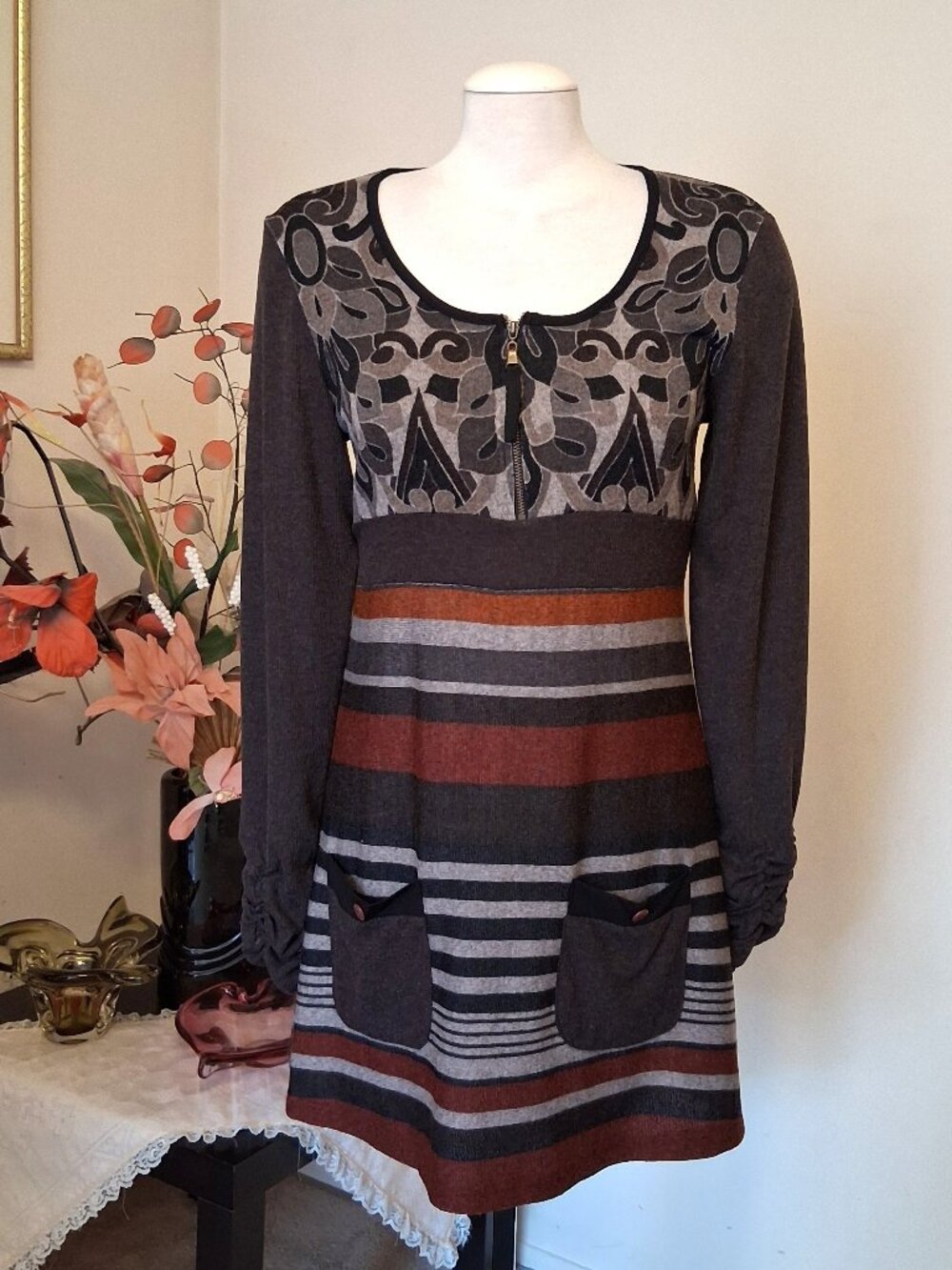 Dolcezza Knit Cardigan Sweater Luxury Midi Dress Long Sleeve Knitwear Women 8
